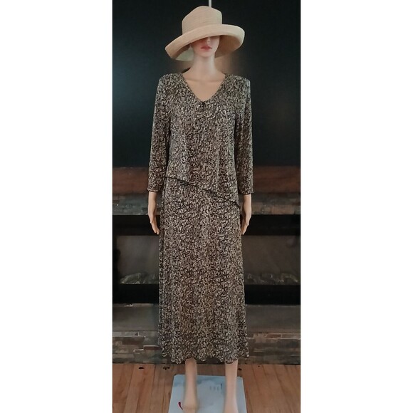 Vintage Maxi Dress Tiered Size 12 Retro Casual Church Modest Business Career USA - Picture 2 of 10